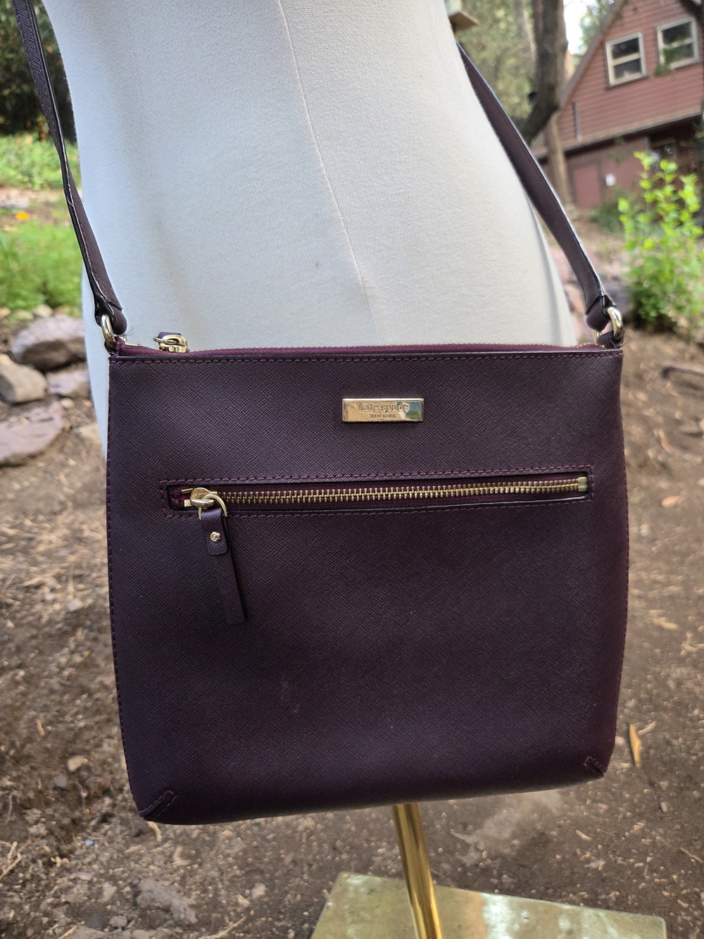 Kate Spade Faux Leather Crossbody Shoulder Bag in Deep Plum